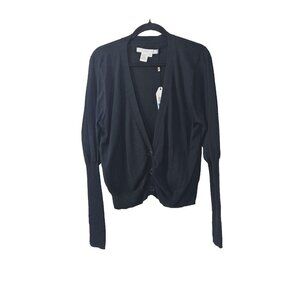 Studio M Black Lightweight Open Front Cardigan XL NWT Minimalist Layering